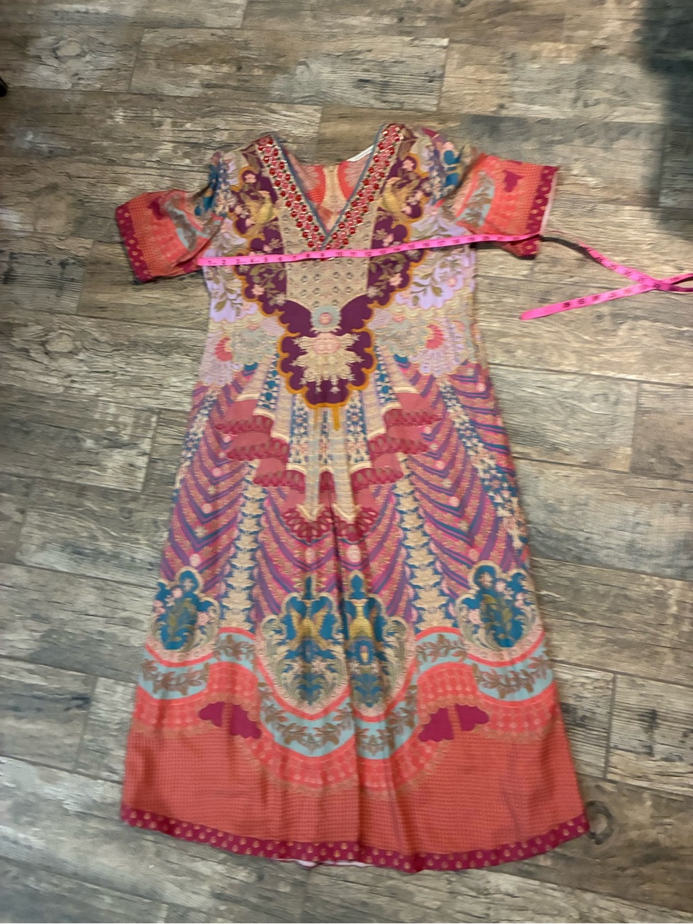 Women’s soft surroundings Bohemian V-Neck Multicolor Printed Midi Dress - Picture 5 of 6